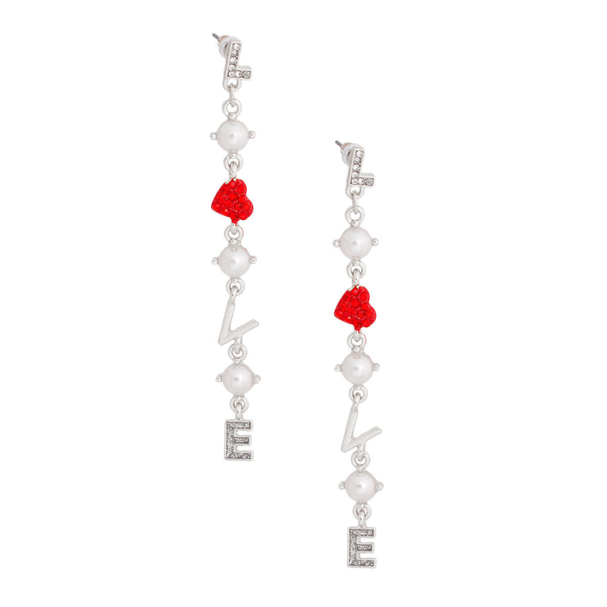 Silver Heart Pearl Earrings Stylish Trendy Jewelry Accessory