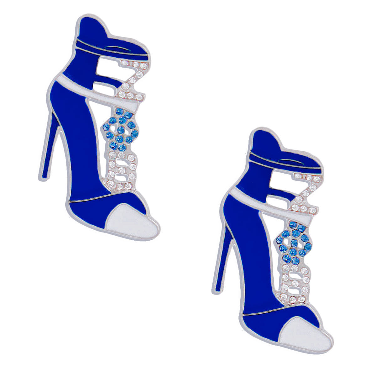 Zeta Heel Studs Blue White Stylish Fashion Jewelry Accessories