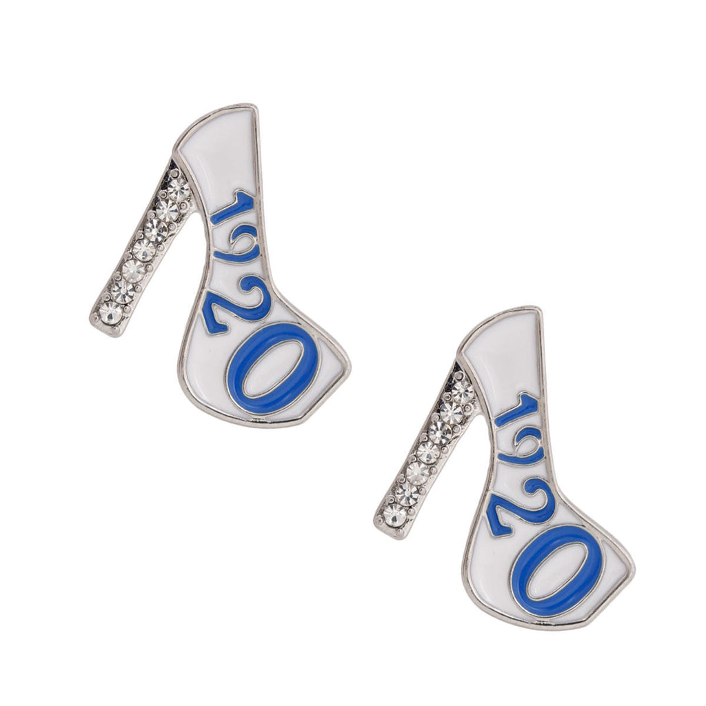Platform Stud Earrings Blue and White Stylish Fashion Jewelry
