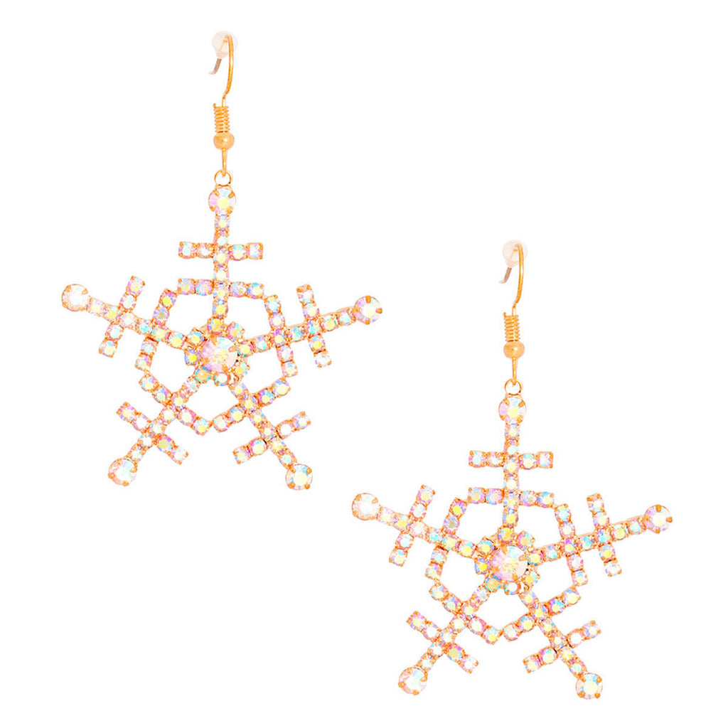 Medium Gold Dangle Snowflake Earrings Stylish Women’s Jewelry