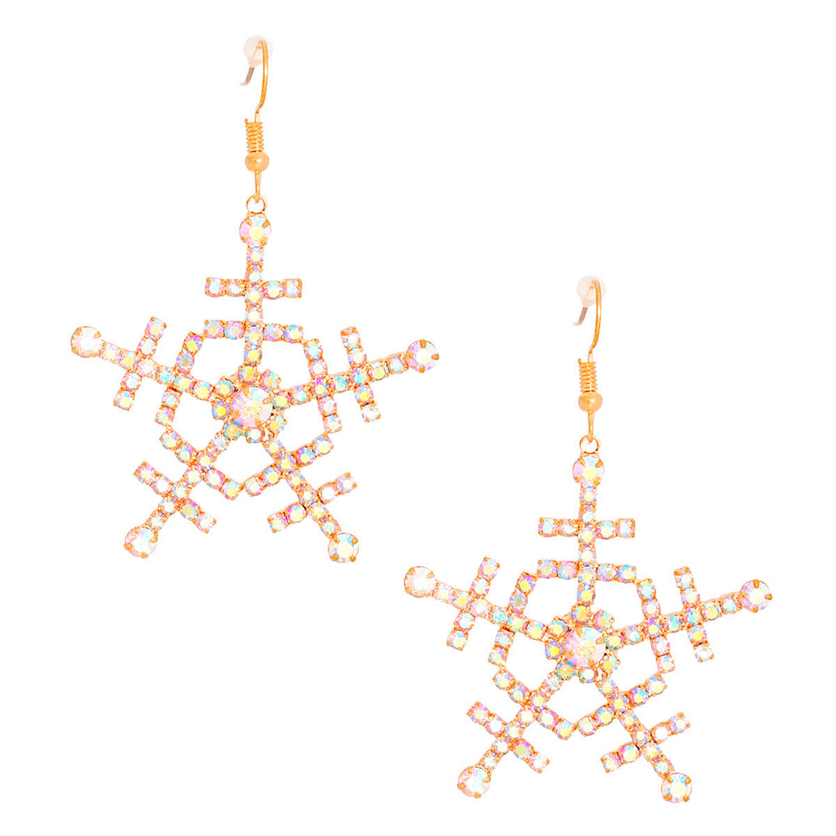Medium Gold Dangle Snowflake Earrings Stylish Women’s Jewelry