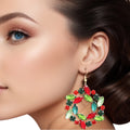 Medium Dangle Christmas Wreath Earrings for Women – Trendy Holiday Jewelry