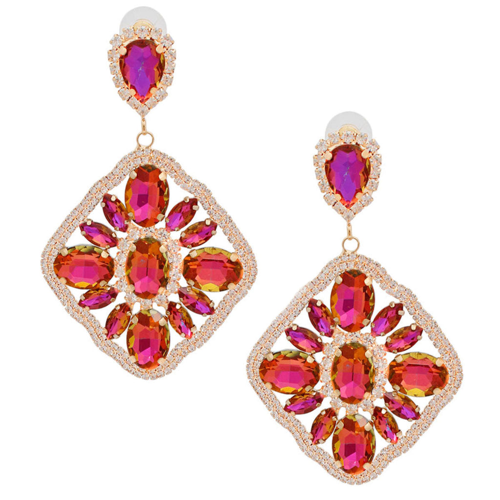 Crystal Diamond Purple Glass Earrings – Stylish Statement Jewelry
