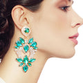Crystal Heart Earrings Green Glass Stylish Fashion Jewelry