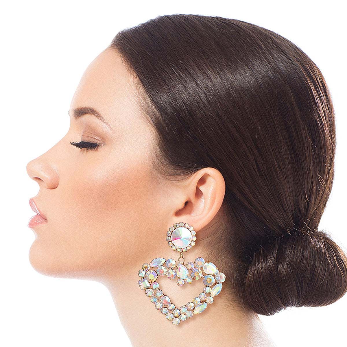 Heart Earrings Gold Multi Stylish Statement Jewelry