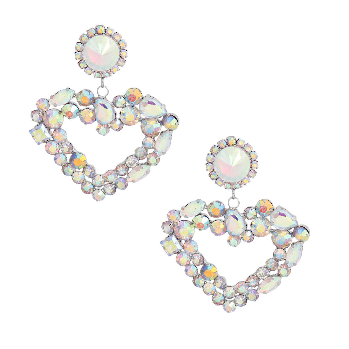 Heart Earrings Silver Multi Stylish Fashion Jewelry