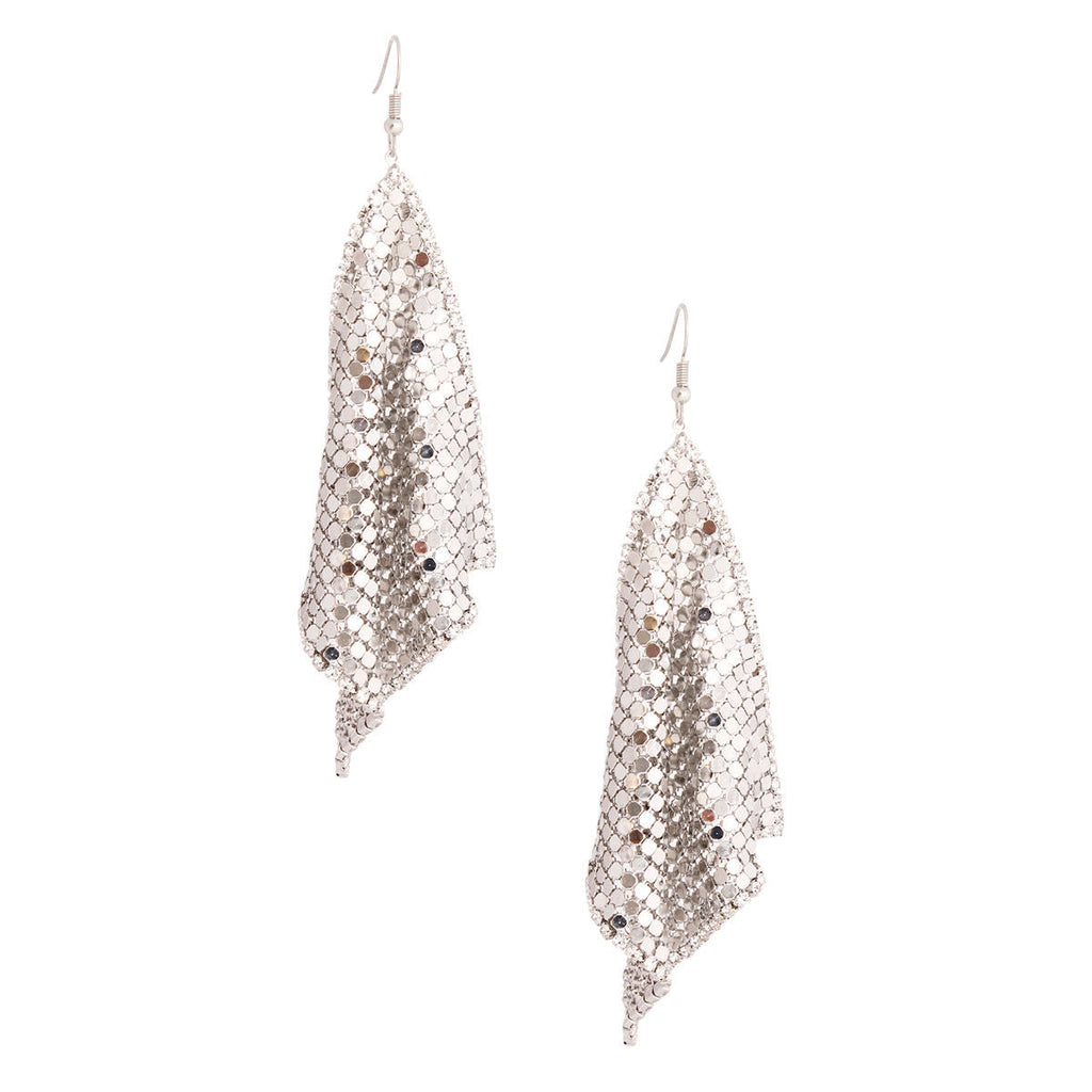 Chainmail Earrings Silver Mesh Stylish Statement Jewelry
