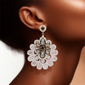 Crystal Lace Earrings Gray Stylish Elegant Statement Jewelry