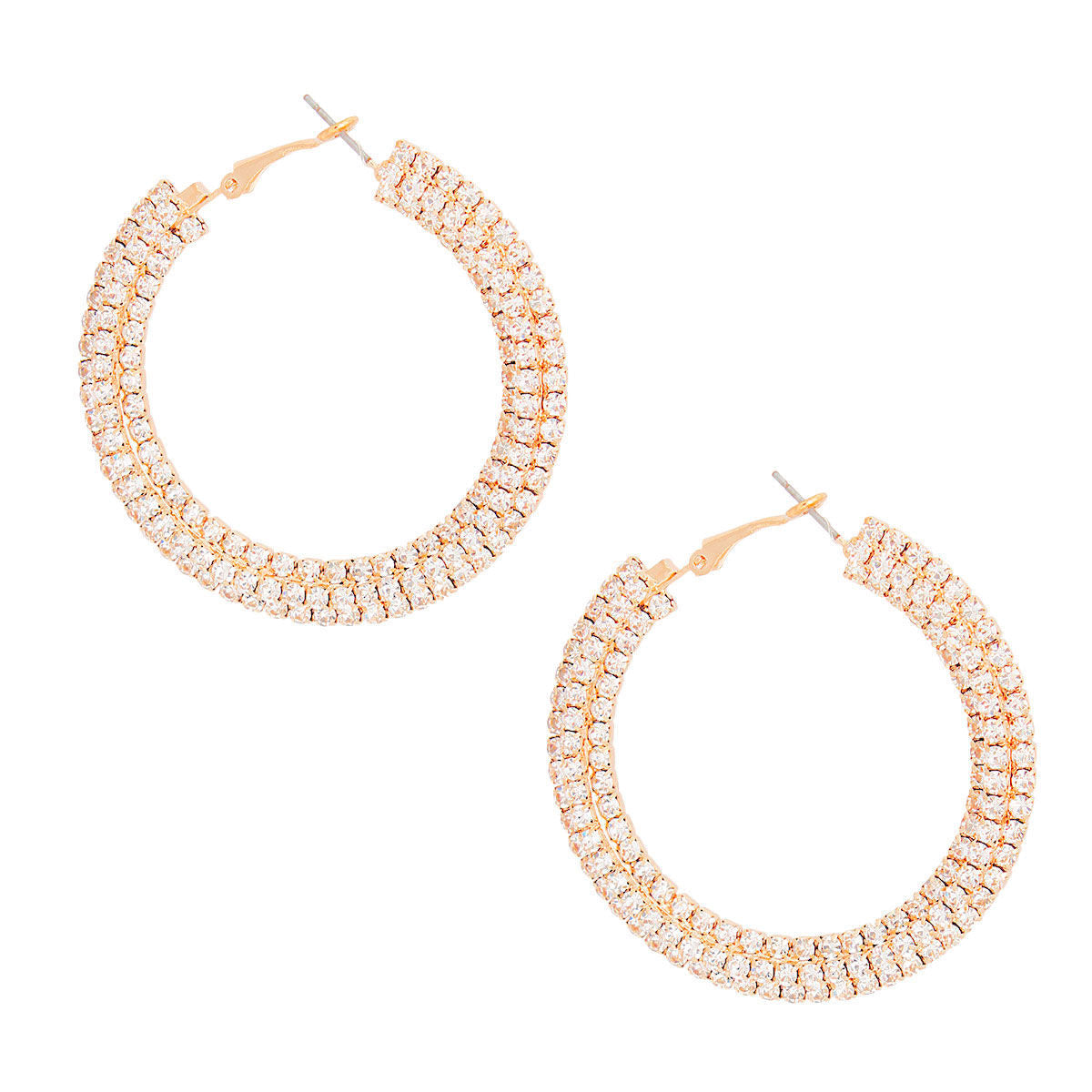 Hoop Earrings 55mm Gold Stacked Pave Statement Stylish Jewelry