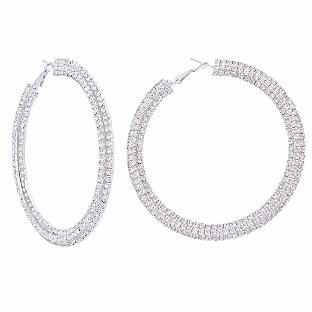Stacked Silver Hoops 80mm Earrings for Women – Trendy Statement Jewelry