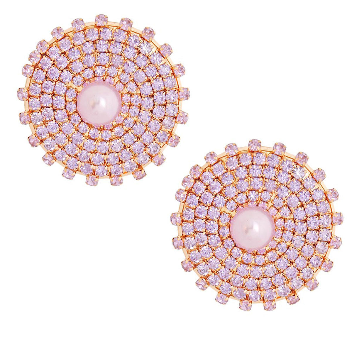 Pearl Stud Earrings with Purple Stone – Stylish Fashion Jewelry