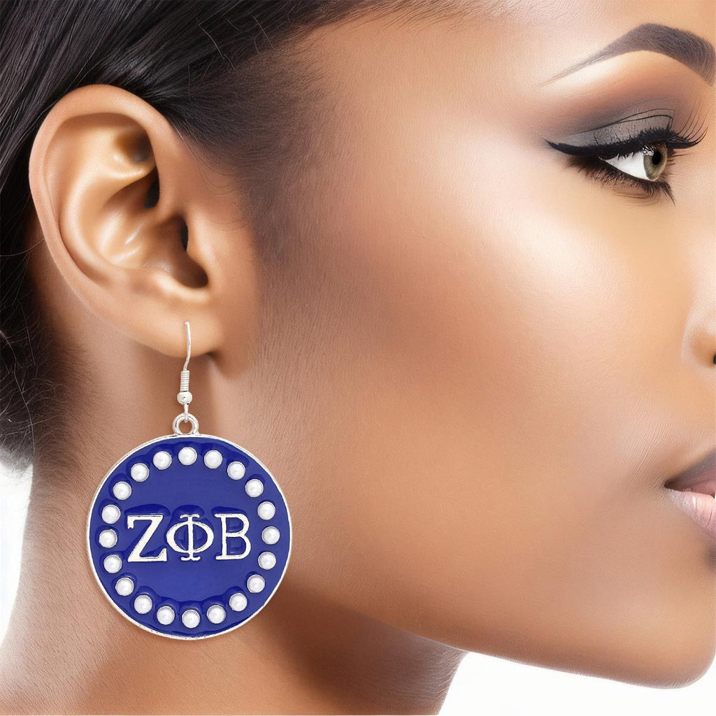Fish Hook Earrings Blue Round Sorority Stylish Jewelry Accessory
