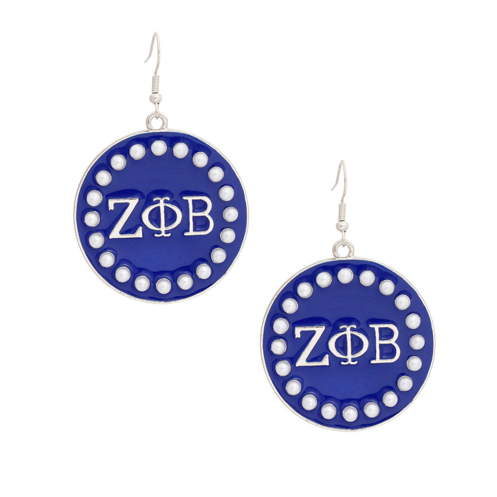 Fish Hook Earrings Blue Round Sorority Stylish Jewelry Accessory