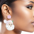 Women’s Statement Pink Santa Hat Drop Earrings Trendy Fashion Jewelry