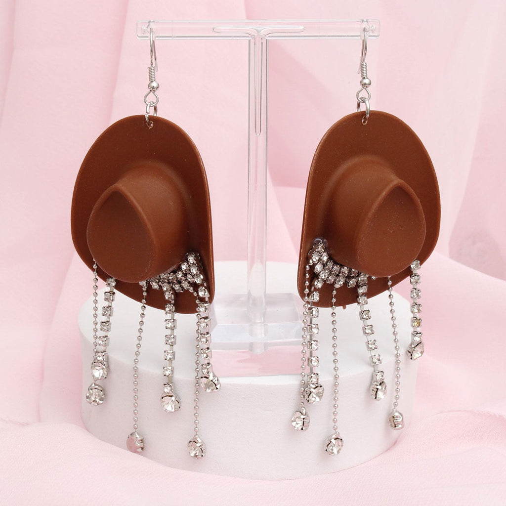 Fringe Brown Cowgirl Earrings with Fish Hook - Stylish Western Jewelry