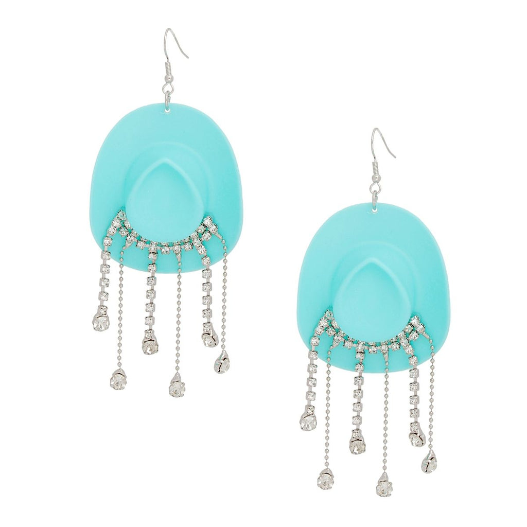 Fringe Turquoise Cowgirl Earrings with Fish Hook - Trendy Statement Jewelry