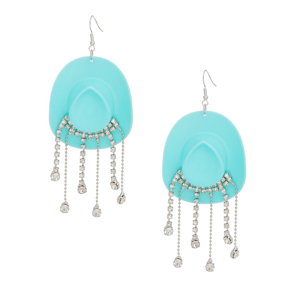 Fringe Turquoise Cowgirl Earrings with Fish Hook - Trendy Statement Jewelry