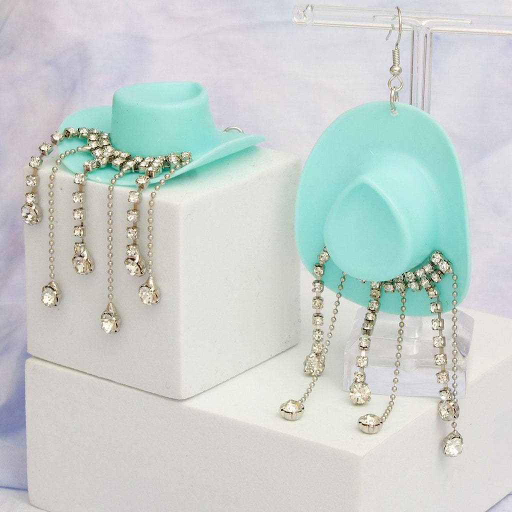 Fringe Turquoise Cowgirl Earrings with Fish Hook - Trendy Statement Jewelry