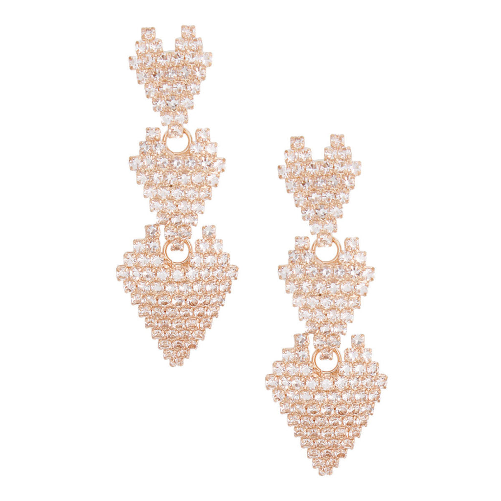Gold Triple Heart Pave Earrings – Stylish Statement Jewelry