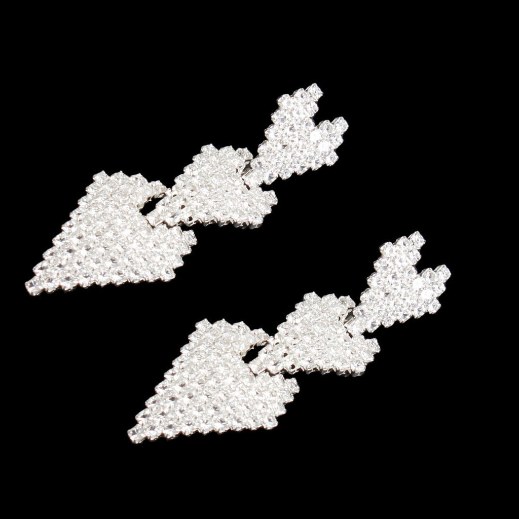 Silver Triple Heart Pave Earrings – Stylish Statement Jewelry