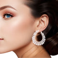 Women’s Gold Stud Earrings Baguette Crystal Teardrop Stylish Chic Jewelry