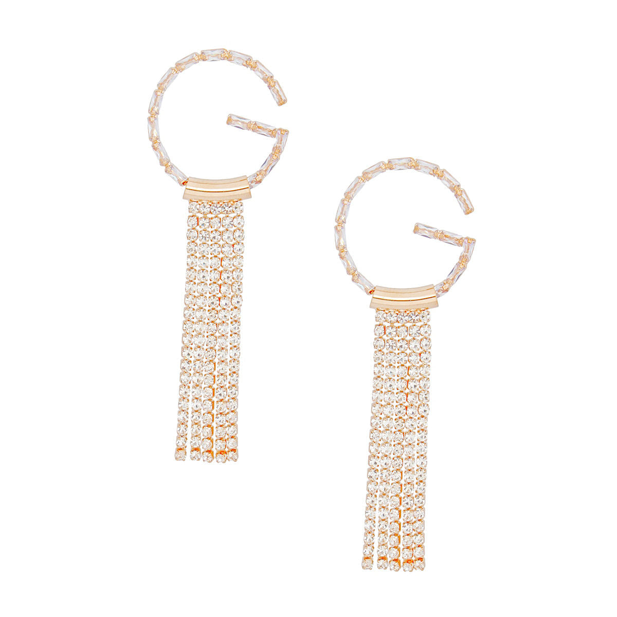 Fringe Tassel Earrings with Gold Rhinestone Detail Women’s Statement Jewelry