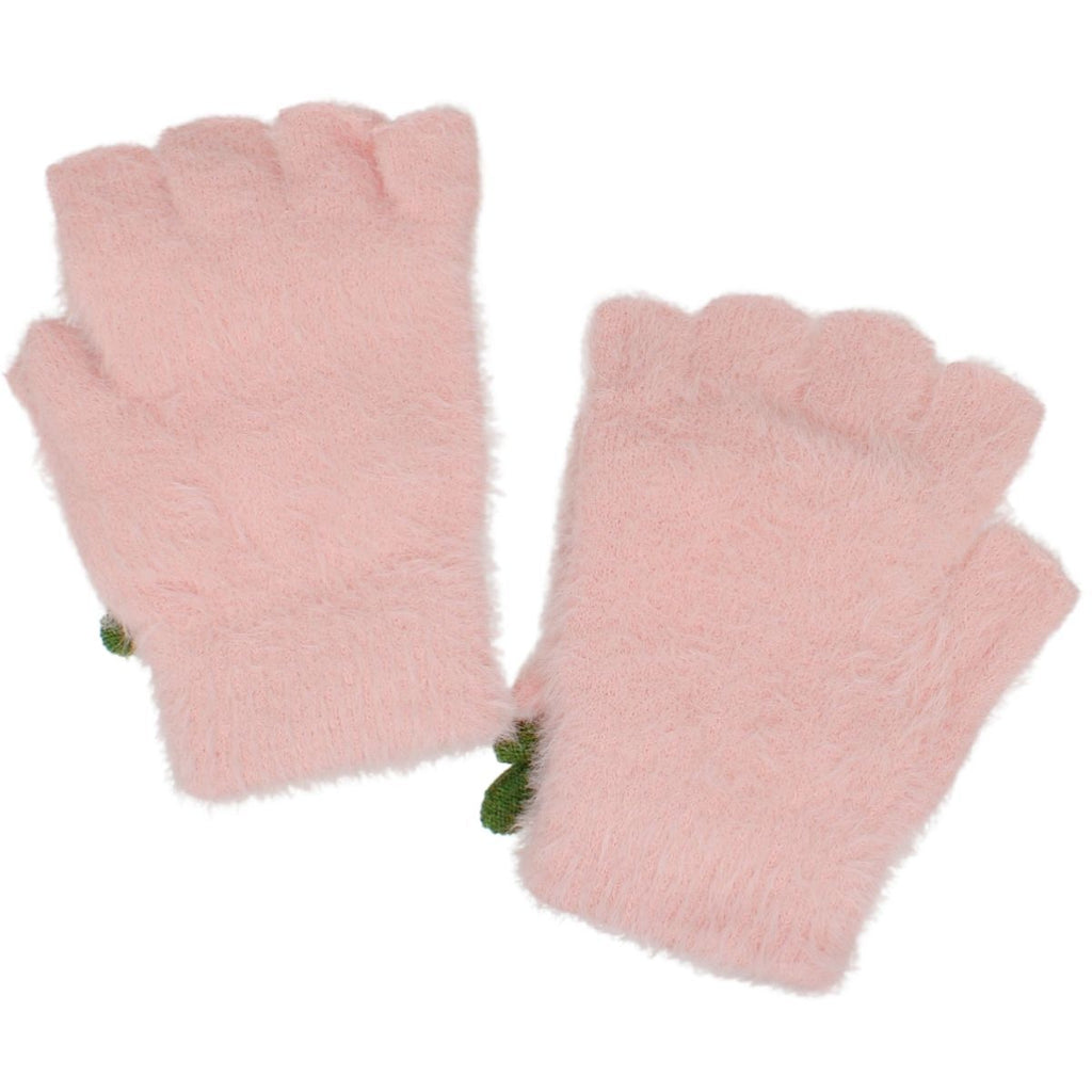 Convertible Fingerless Mittens Pink Fur Reindeer Trendy Fashion Accessory
