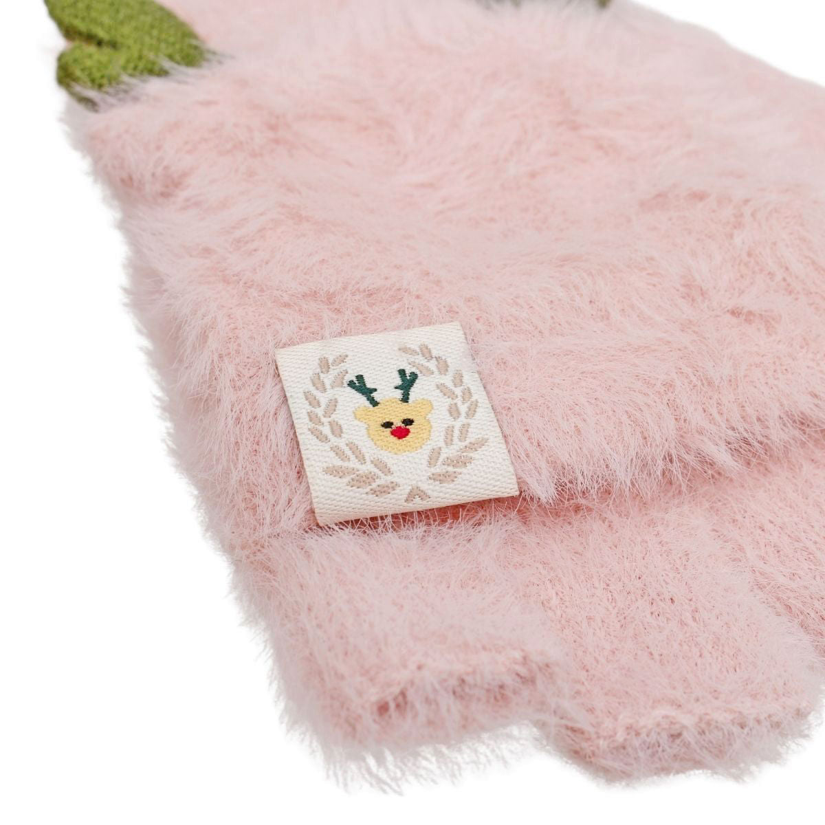 Convertible Fingerless Mittens Pink Fur Reindeer Trendy Fashion Accessory