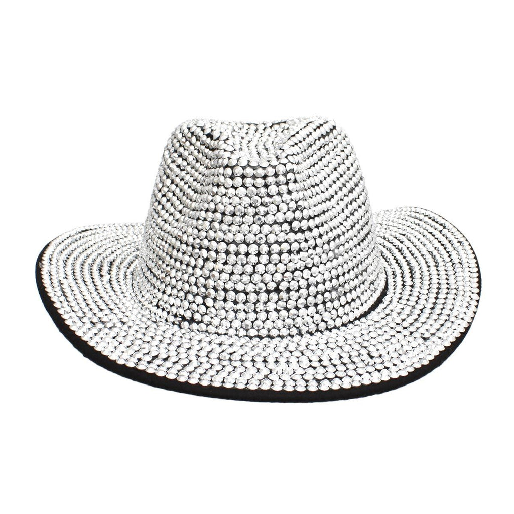 Fashion Fedora Hat Black with Silver Rhinestone Bling Stylish Statement Accessory