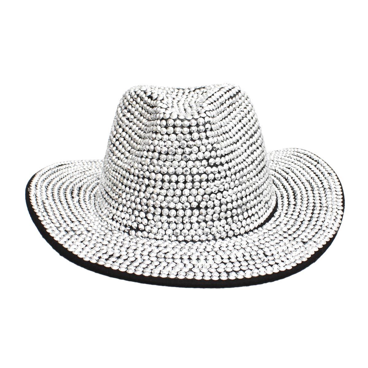 Fashion Fedora Hat Black with Silver Rhinestone Bling Stylish Statement Accessory