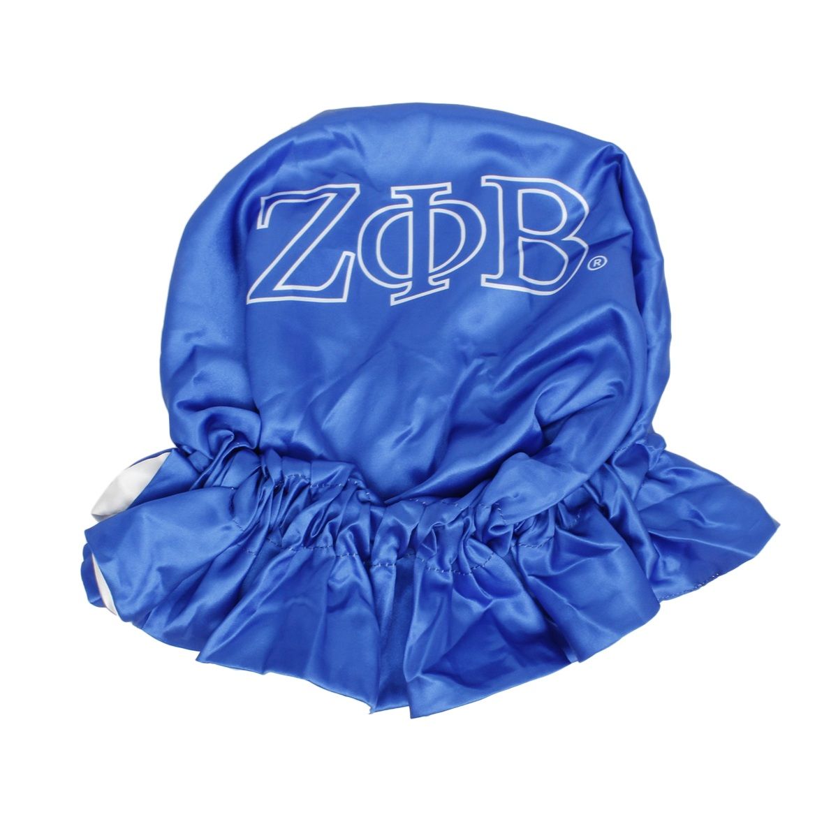Satin Sleep Bonnet Cap Blue White Sorority Stylish Lounge Accessory
