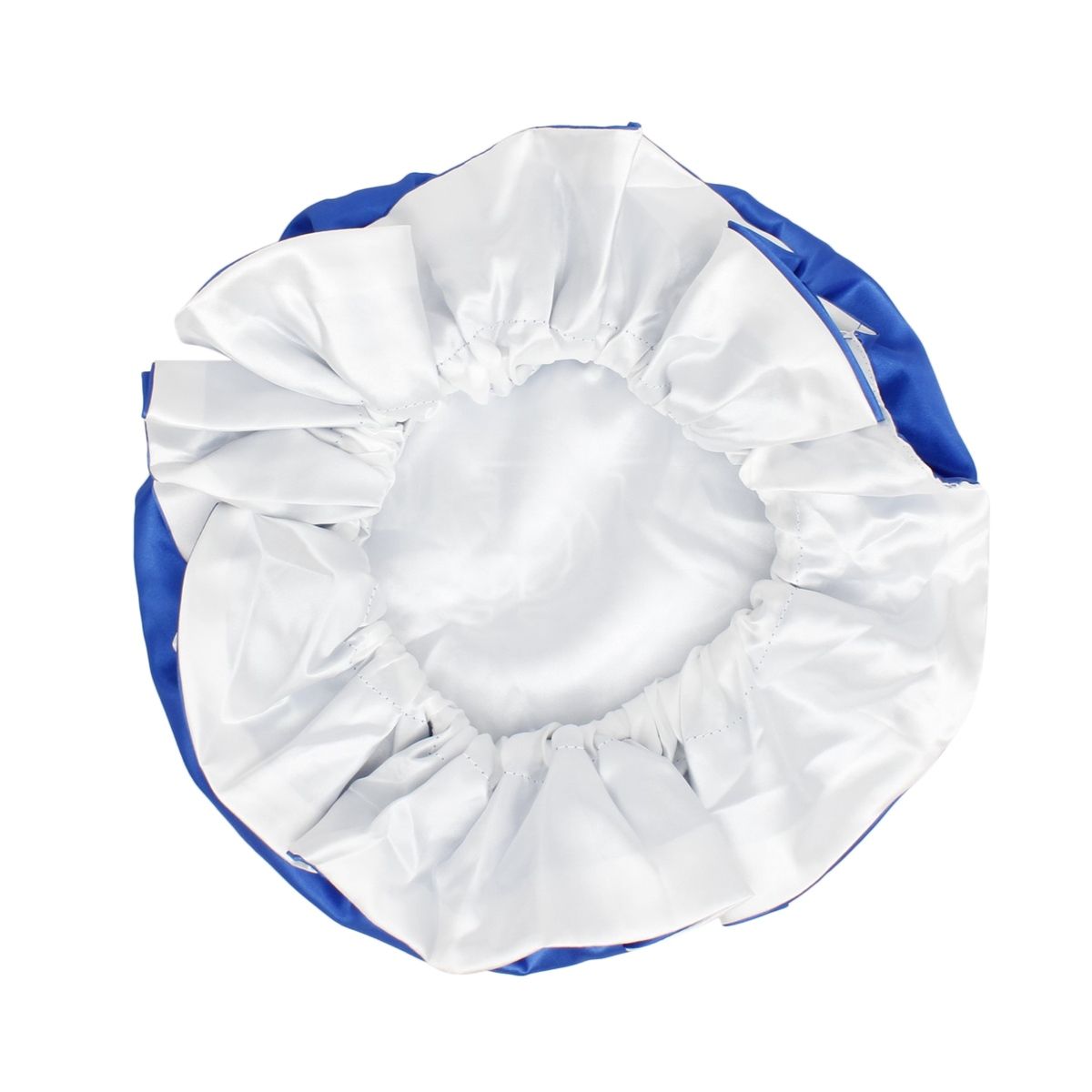 Satin Sleep Bonnet Cap Blue White Sorority Stylish Lounge Accessory