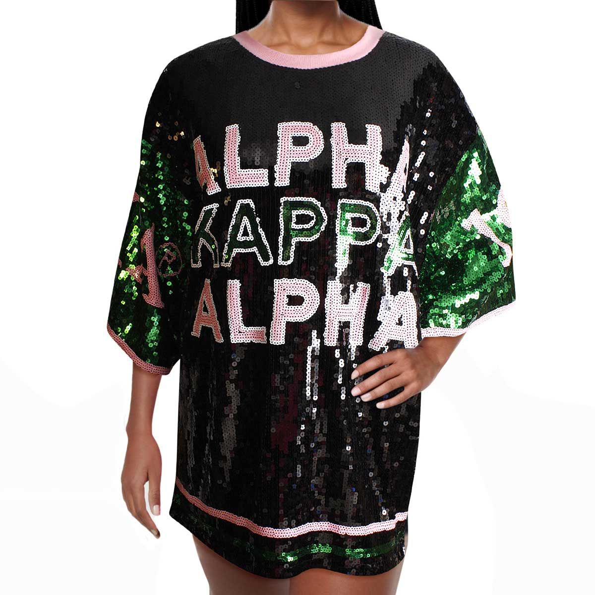 Jersey Shirt with Black Sequins Alpha Kappa Alpha Stylish Statement Top