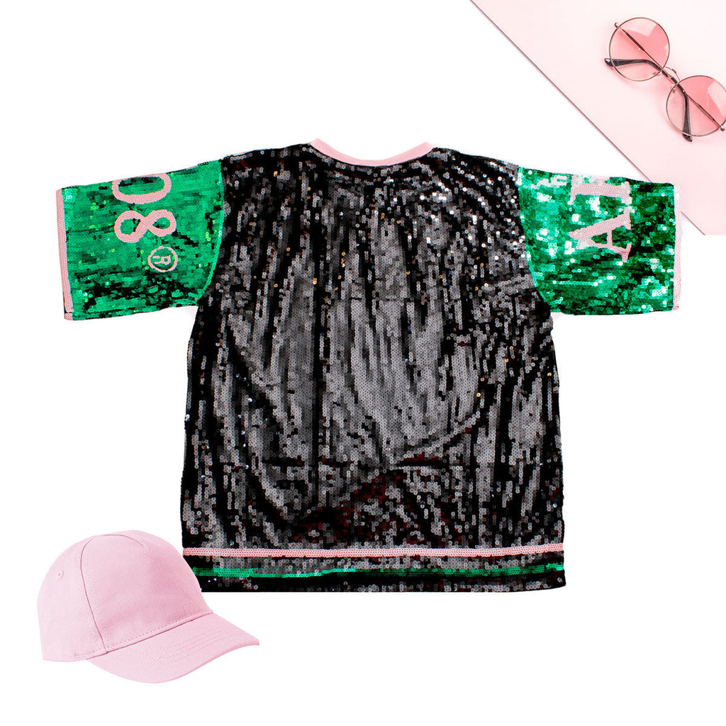 Jersey Shirt with Black Sequins Alpha Kappa Alpha Stylish Statement Top