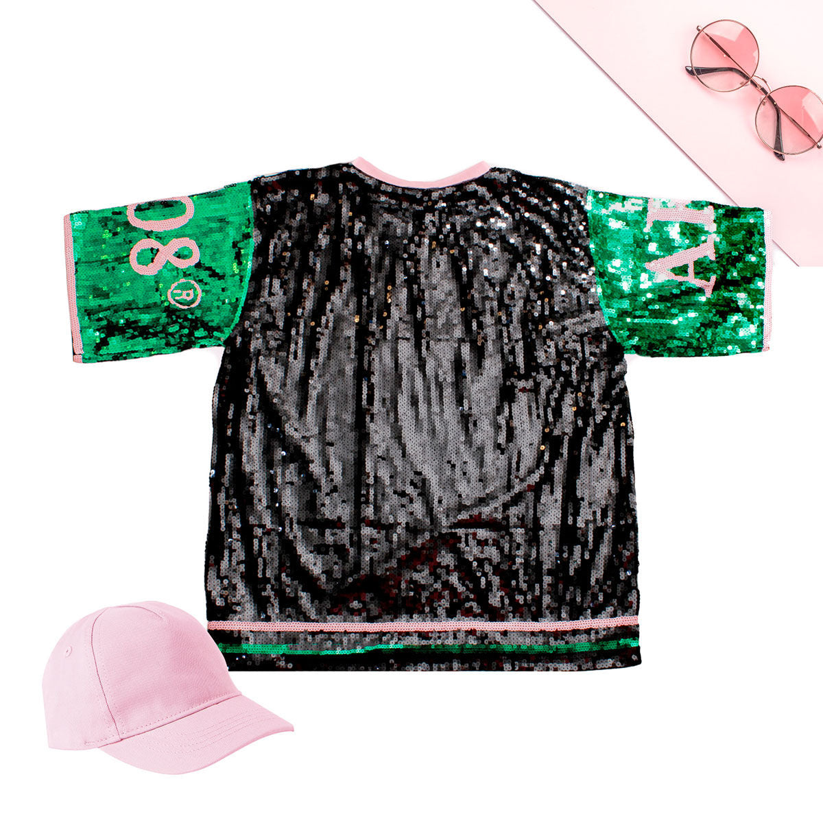 Jersey Shirt with Black Sequins Alpha Kappa Alpha Stylish Statement Top