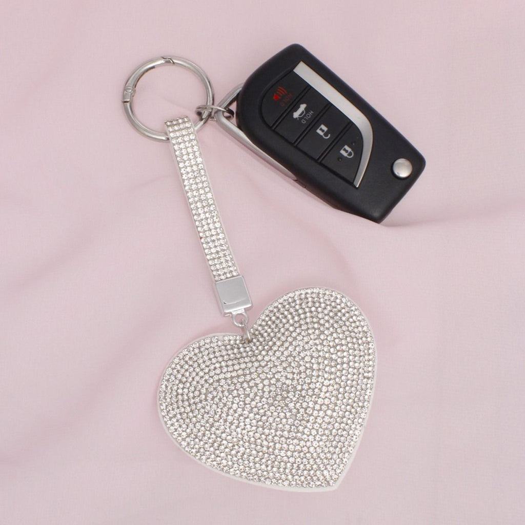 Handbag Clip with Gleaming White Heart Padded Charm – Stylish Accessory