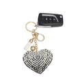 Fashion Keychain Padded Heart Black White Sparkling Accessory