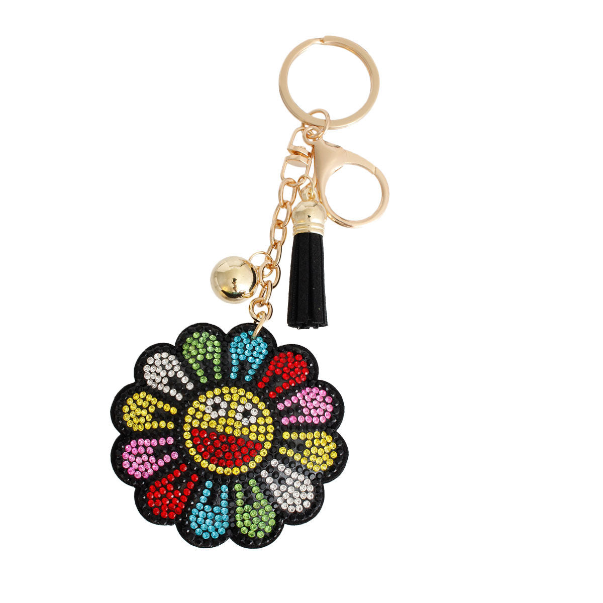 Keychain with Smiley Face Flower Charm Trendy Accessory