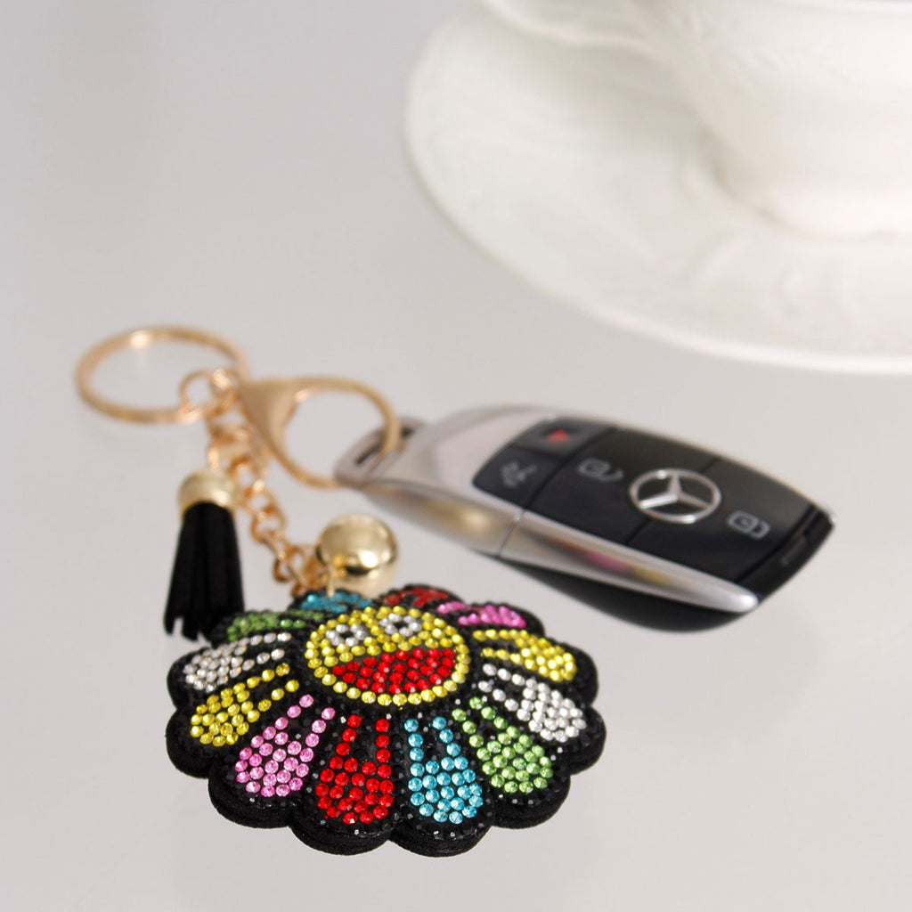 Keychain with Smiley Face Flower Charm Trendy Accessory