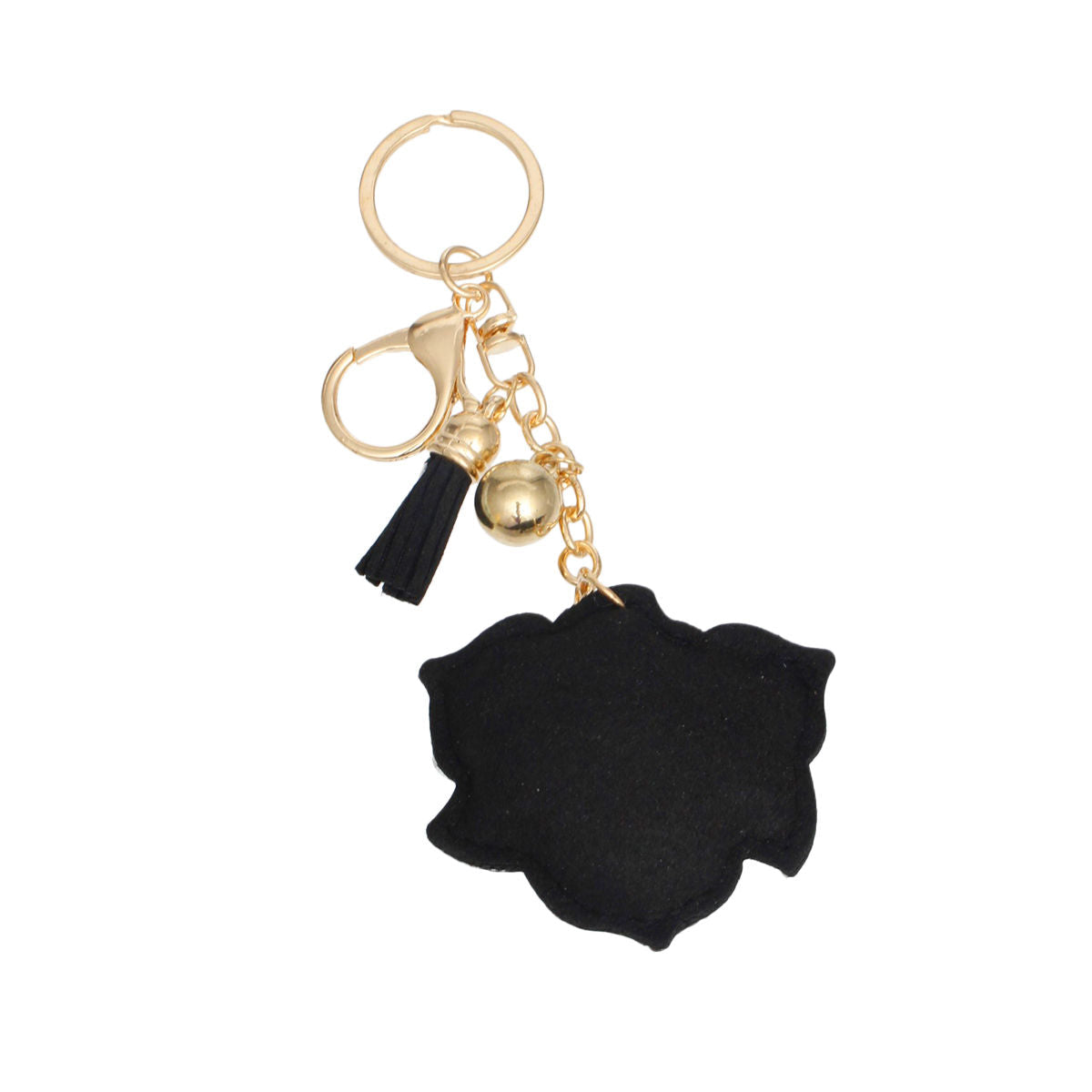 Rhinestone Rose Charm Keychain Radiant Black Stylish Accessory