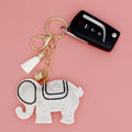 Elephant Charm Keychain with White Rhinestone Accent – Stylish Fashion Accessory