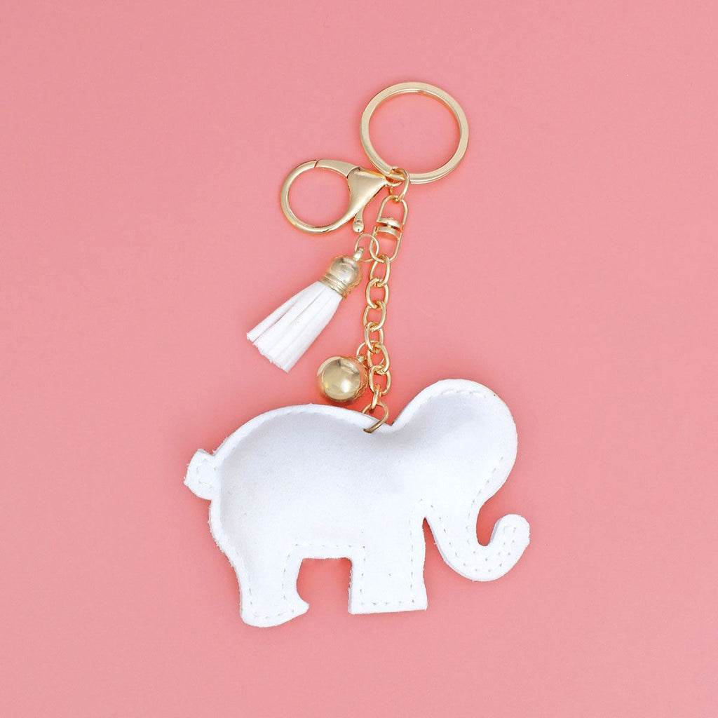 Elephant Charm Keychain with White Rhinestone Accent – Stylish Fashion Accessory