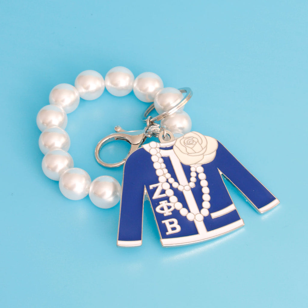 Sorority Keychain Blue and White Stylish Accessory