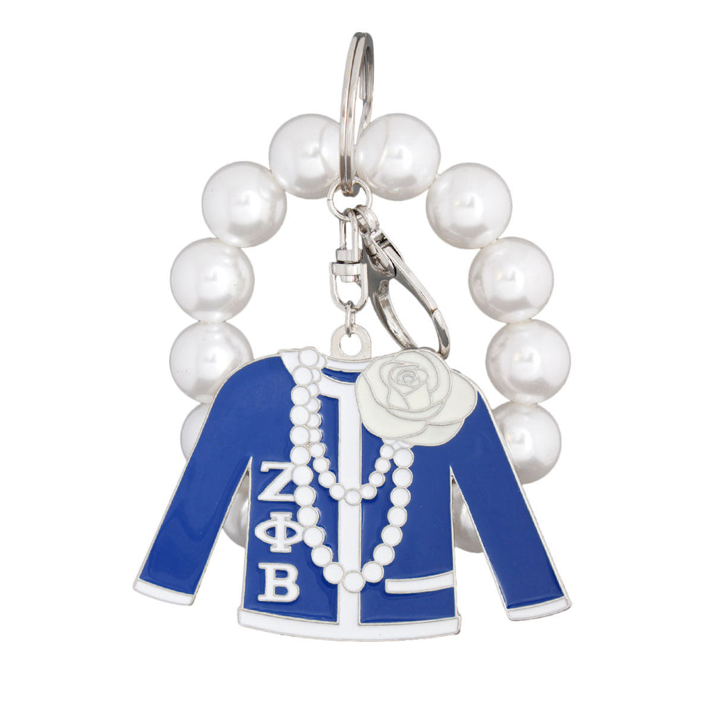 Sorority Keychain Blue and White Stylish Accessory
