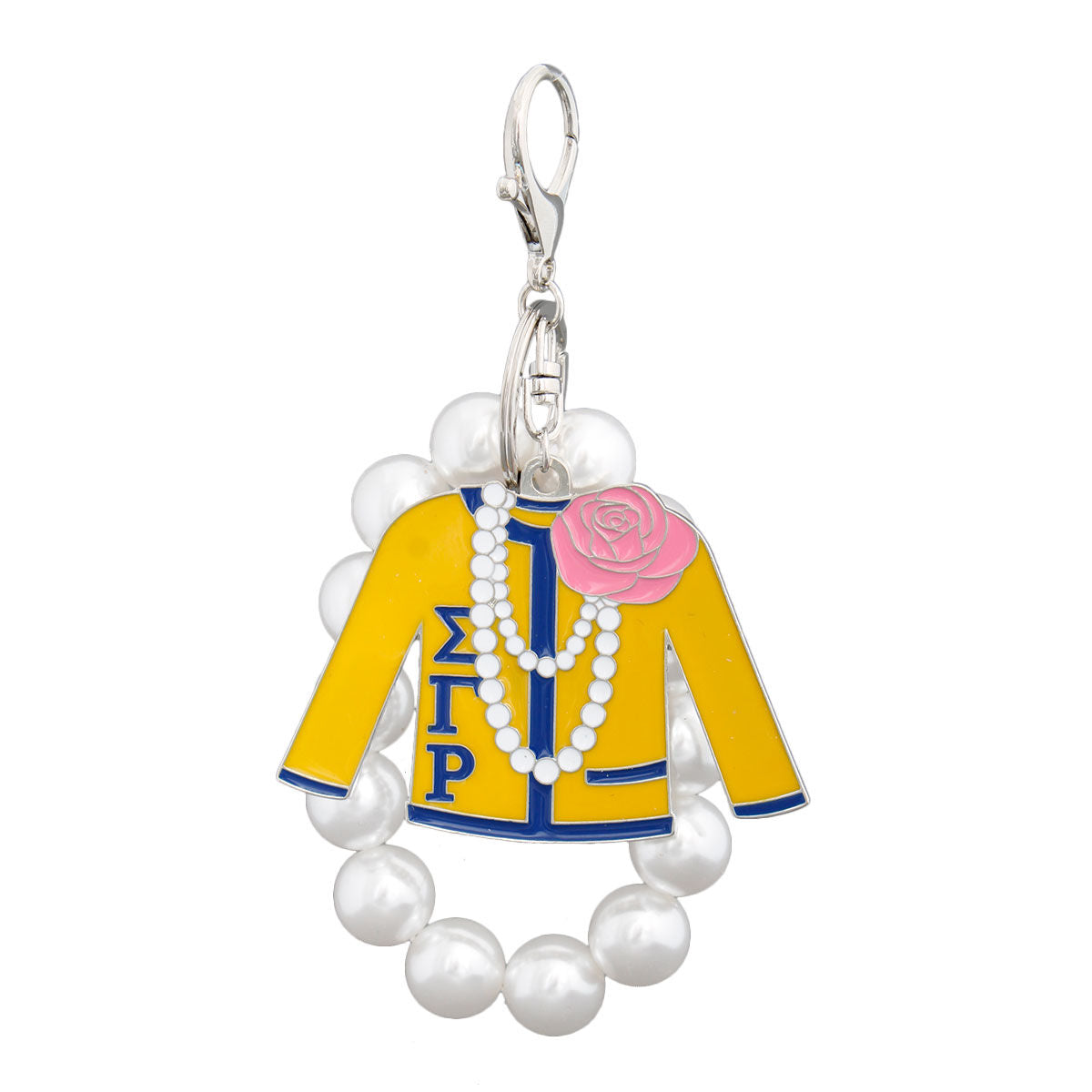 Keychain Sorority Accessory in Yellow and Blue, Trendy Fashion Jewelry