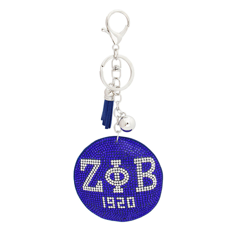 Padded Keychain Blue Silver Sorority Stylish Accessory