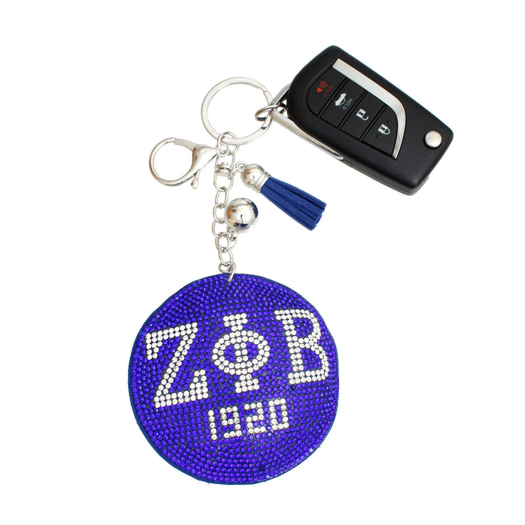 Padded Keychain Blue Silver Sorority Stylish Accessory