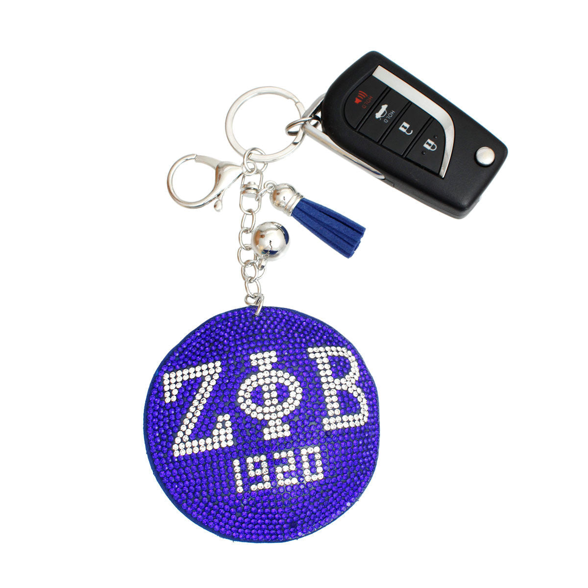 Padded Keychain Blue Silver Sorority Stylish Accessory