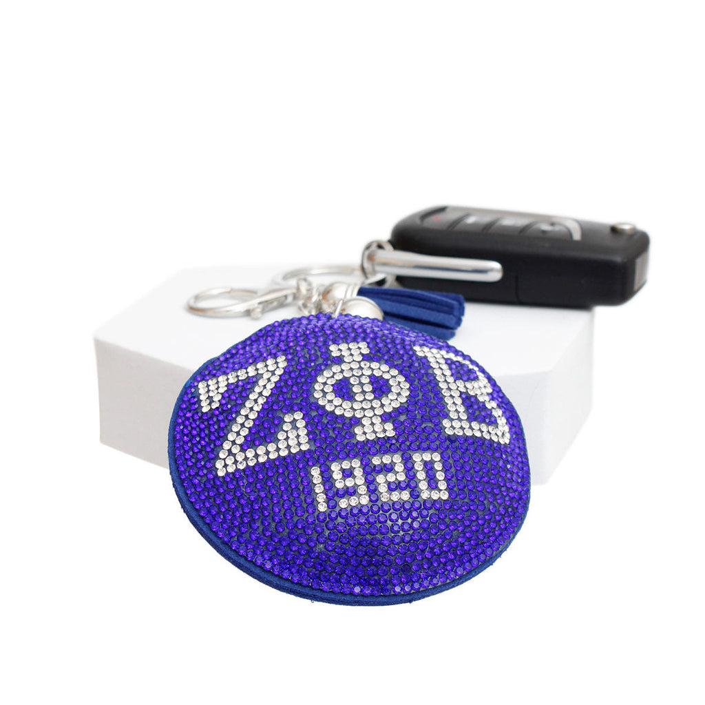 Padded Keychain Blue Silver Sorority Stylish Accessory