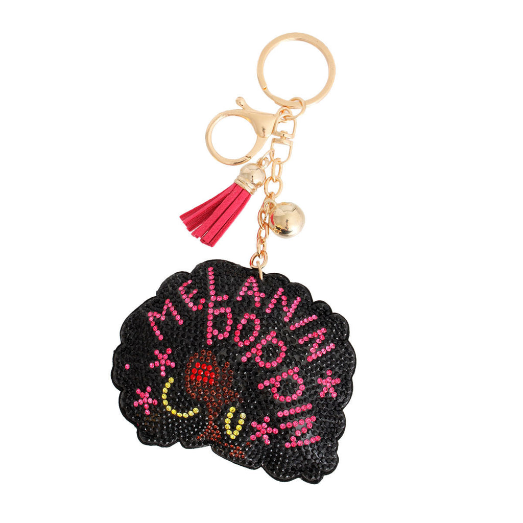 Keychain Purse Charm Melanin Poppin Afro Pink Stylish Accessory